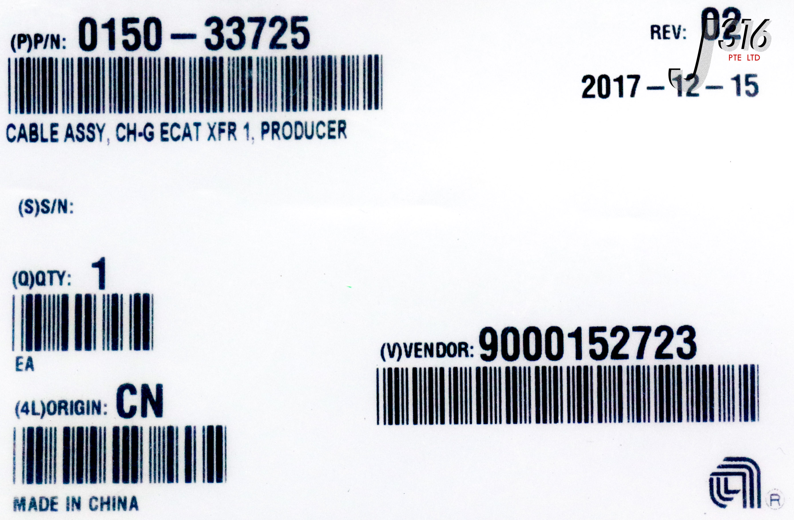 20884 APPLIED MATERIALS CABLE ASSY, CH-G ECAT XFR 1, PRODUCER (NEW